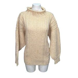 Vintage Handknit Mock Neck Cottagecore Sweater